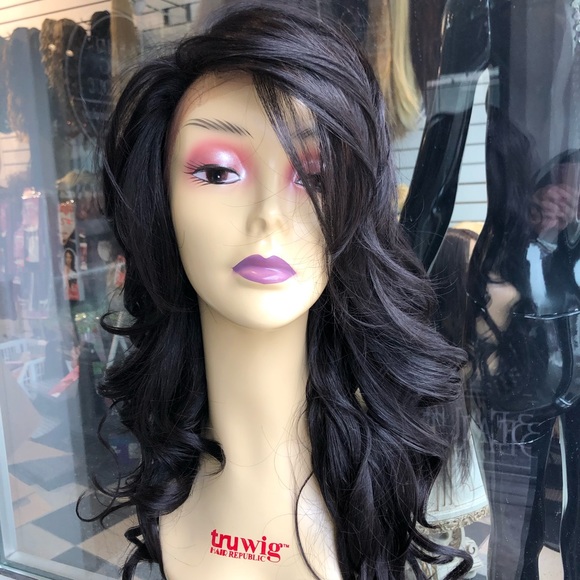 Long curls wig 13x6 Freepart Human hair blende main image 4